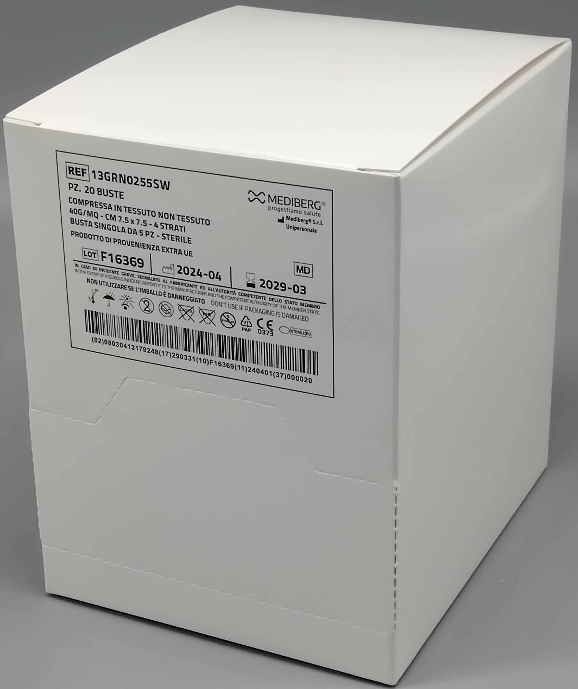 Compresse TNT piegate in 4 strati in busta singola da 5 pz STERILE